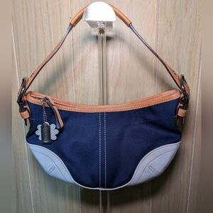 Coach Navy and Tan Shoulder Bag